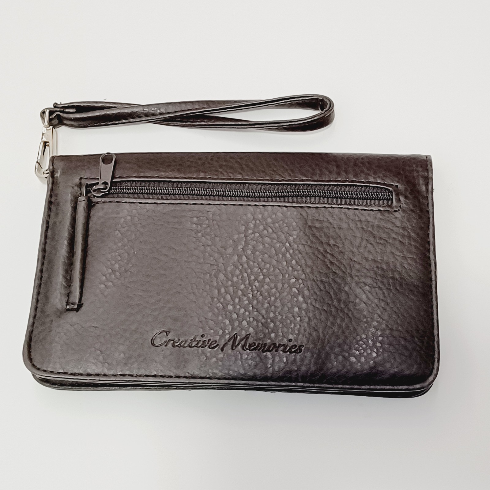 Creative Memories Brown Blue Tan Brown Stripe Wristlet Wallet