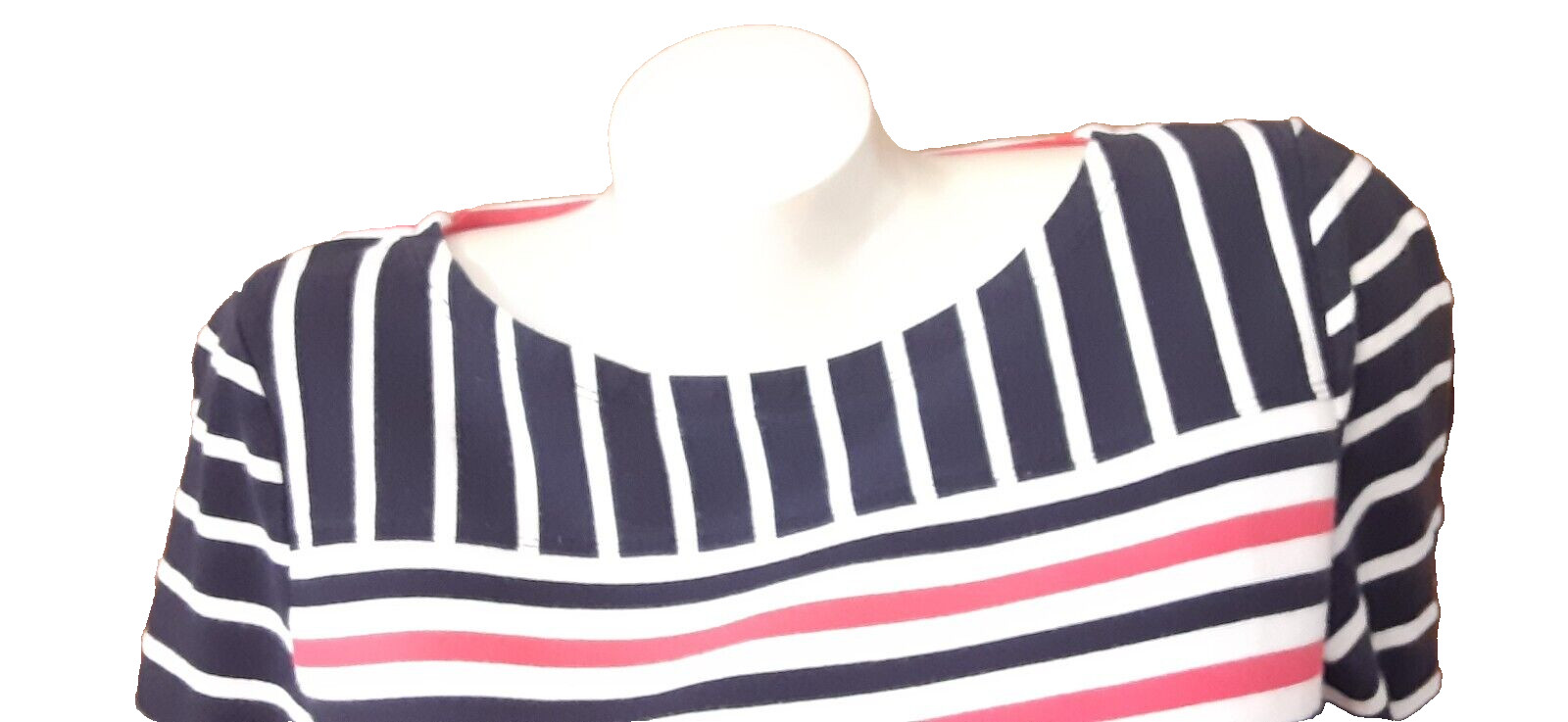 Talbot’s Tee Boat Neck Bracelet Sleeves Red White Black Stripes Misses M