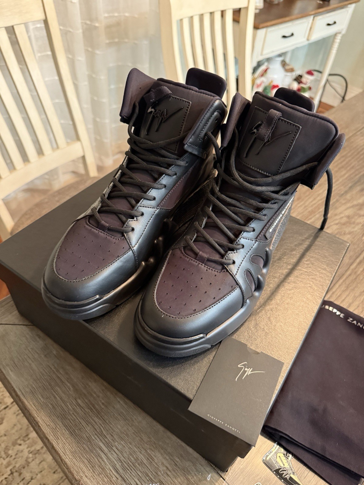 Giuseppe Zanotti Talon High Top Sneakers Nero Black RM00057 Size 43 New