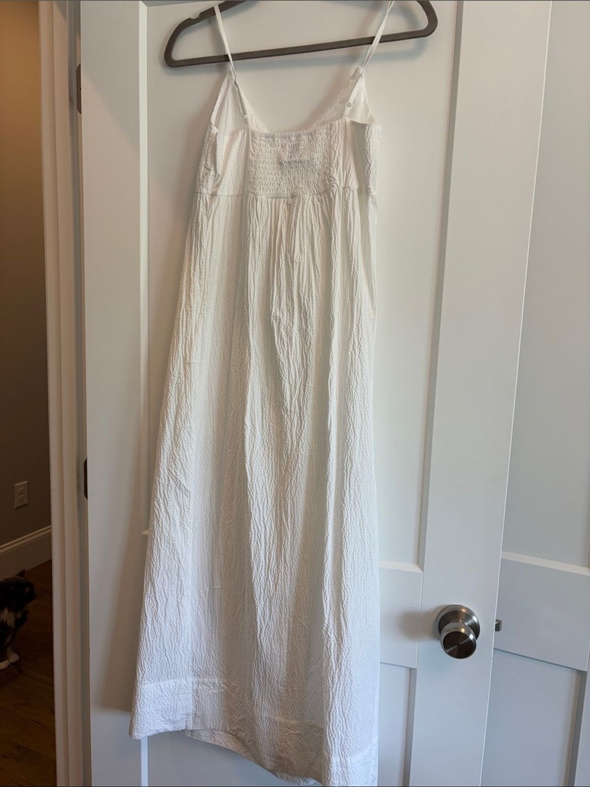 White Textured Spaghetti Strap Maxi Dress