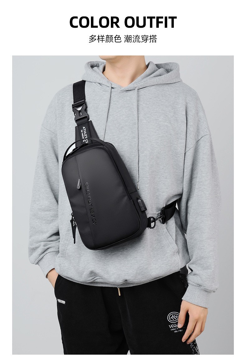 Durable Oxford Fabric Men’s Sling Bag Stylish Motorcycle Crossbody Chest Pack wi