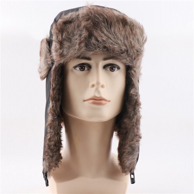 Winter Mens Ushanka Aviator Trapper Hat Russian Trooper Ear Flap Faux Fur Cap