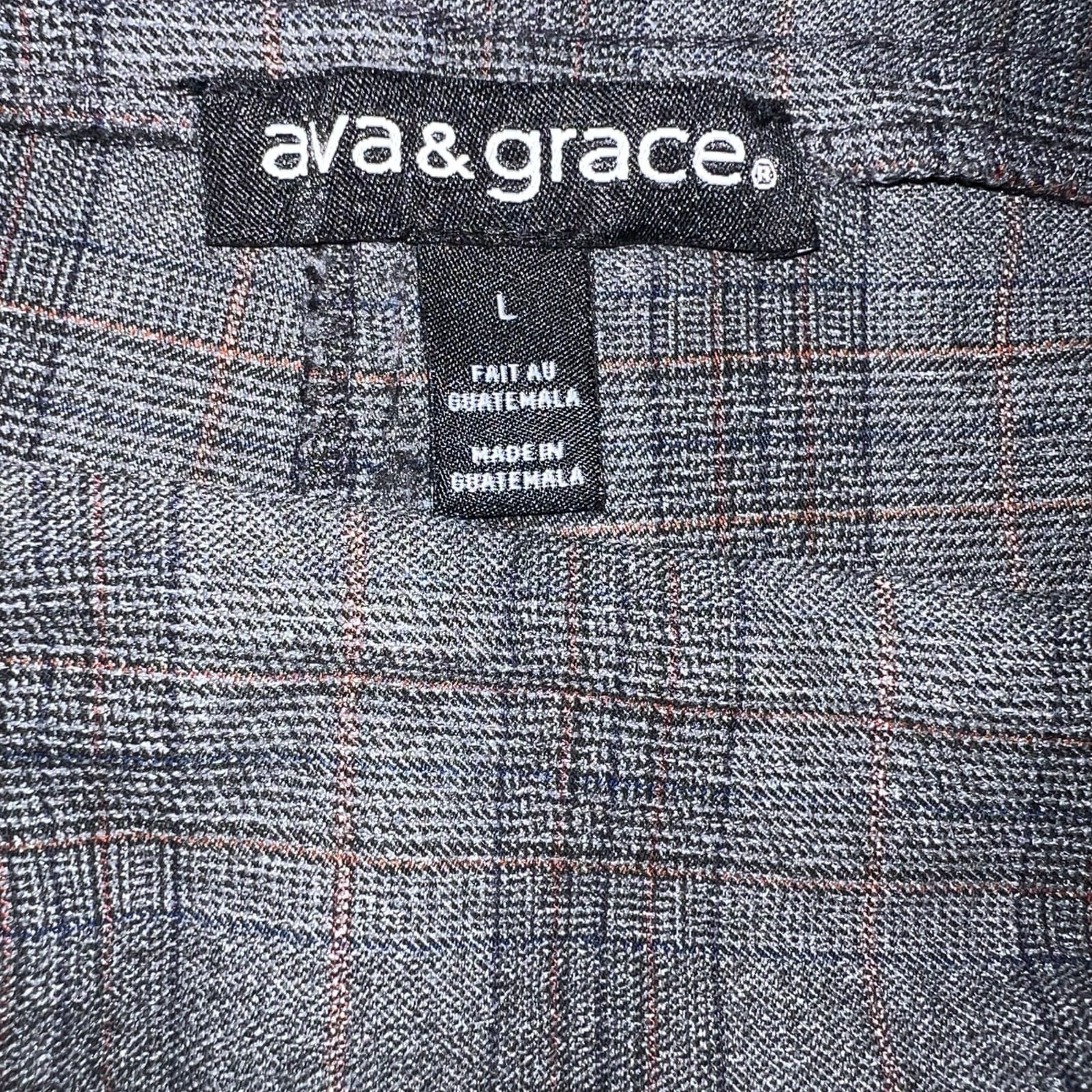Ava &Grace women L black gray plaid wide leg button accent pocket dark academia