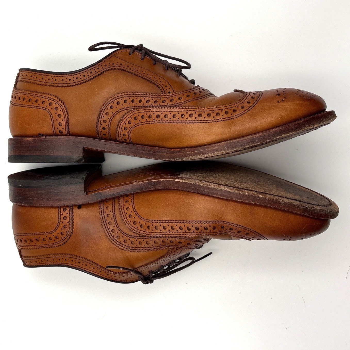 Allen Edmonds McAllister Walnut Leather Wingtip Oxford Shoes Men 8.5 3E Wide EEE