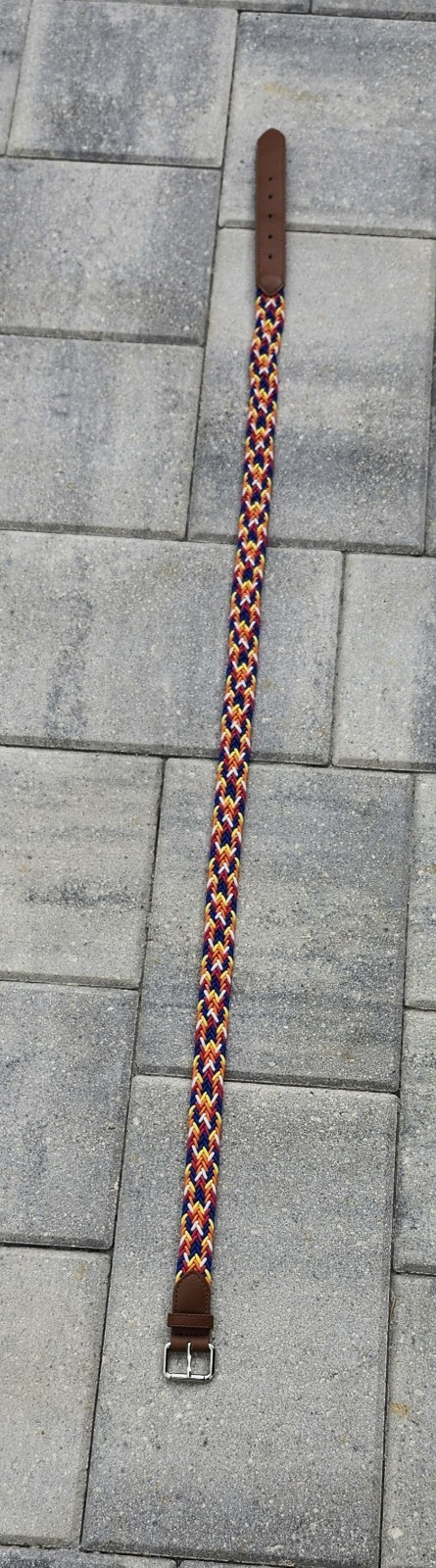 Belt Multicolor Retro Rainbow Popcorn Braided Woven 80s 90s Leather Size 40