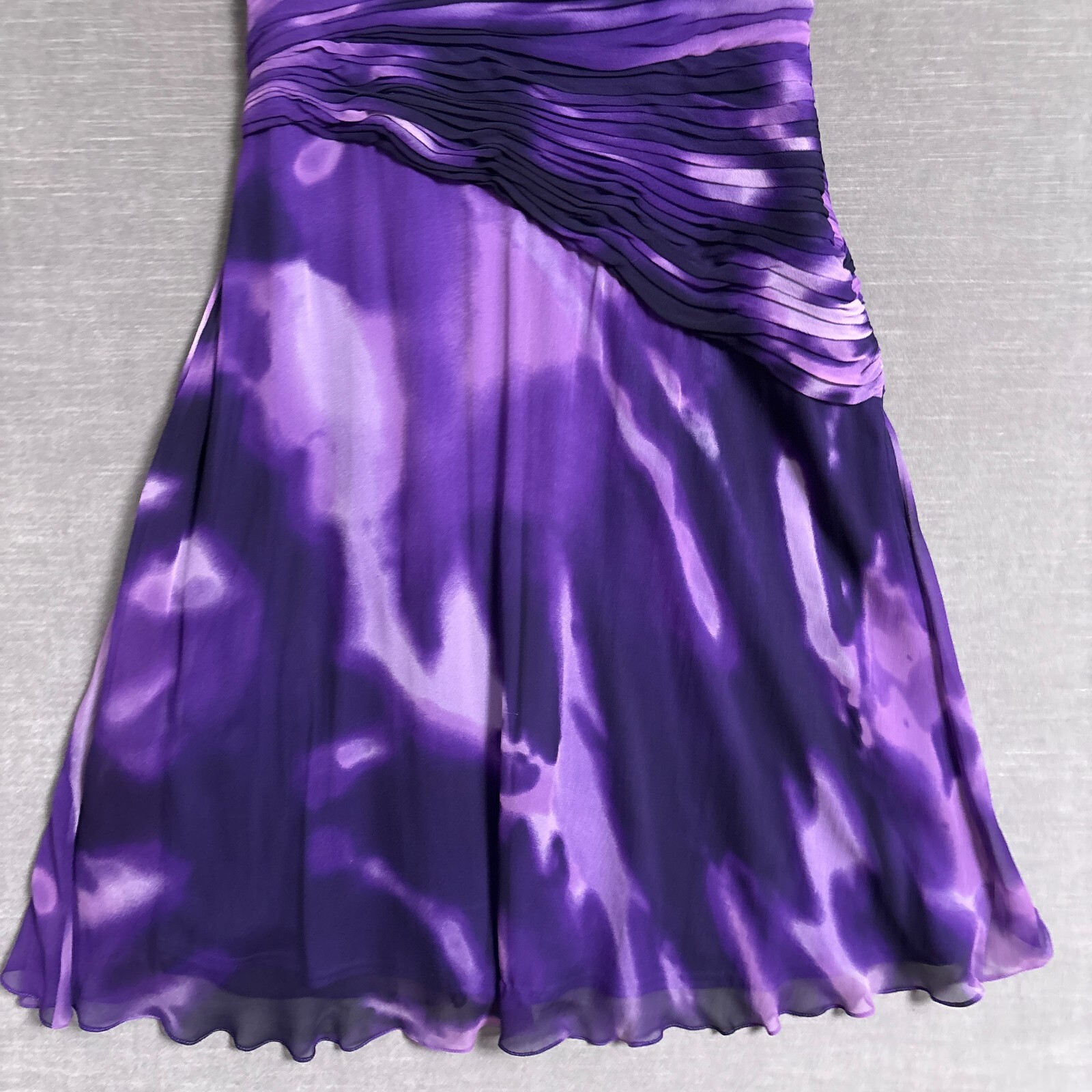 Tadashi Shoji Dress 12 Purple Silk Cocktail Party Guest Evening One Shoulder