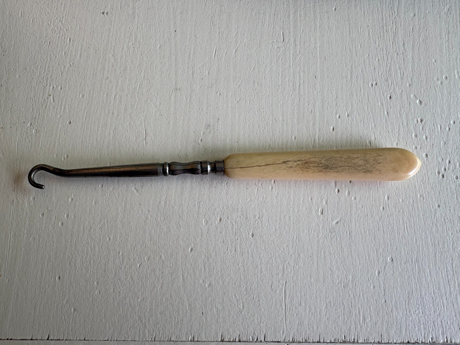 Antique Victorian Boot Hook with Ivory Handle