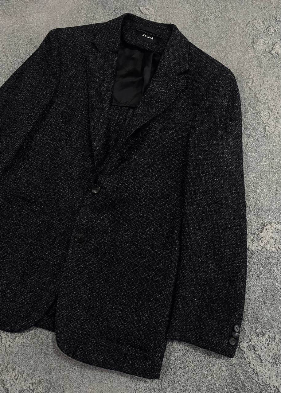 Ermenegildo Zegna Soft Drop 8 Black Textured Wool Blend Blazer Jacket Size 46R
