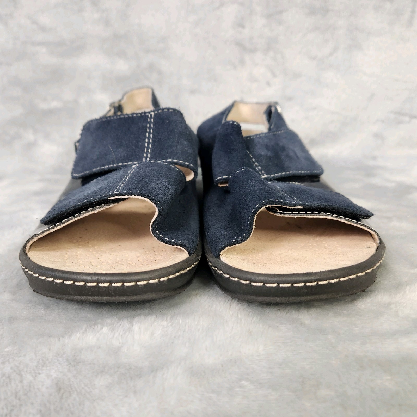 Roberta Womens Strappy Sandals Navy Blue Italy Removable Insole Leather US Sz 9M