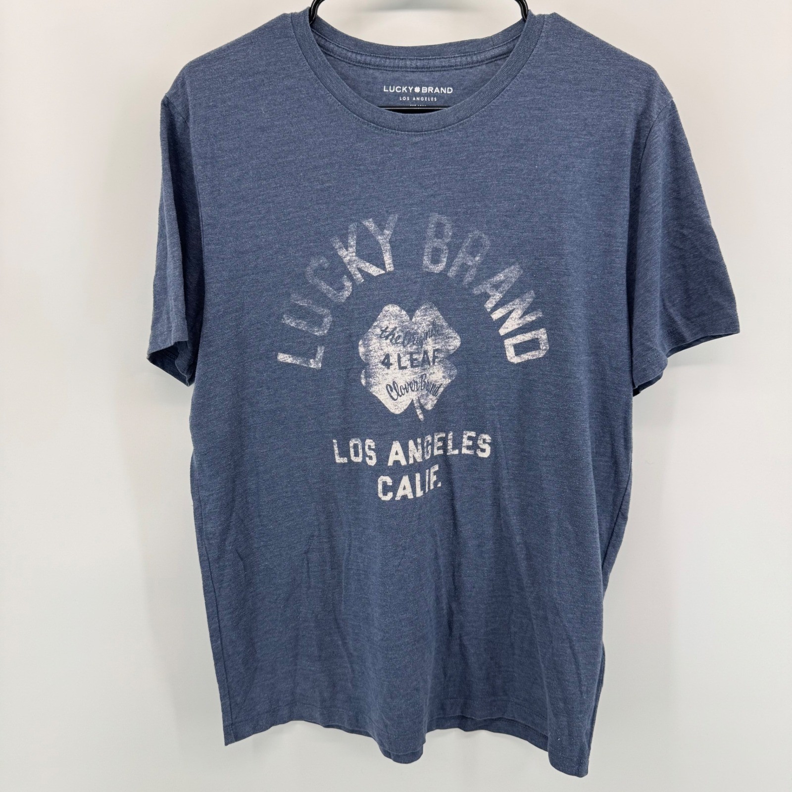 Lucky Brand Mens Blue Heather 4 Leaf Clover Graphic T-Shirt Medium
