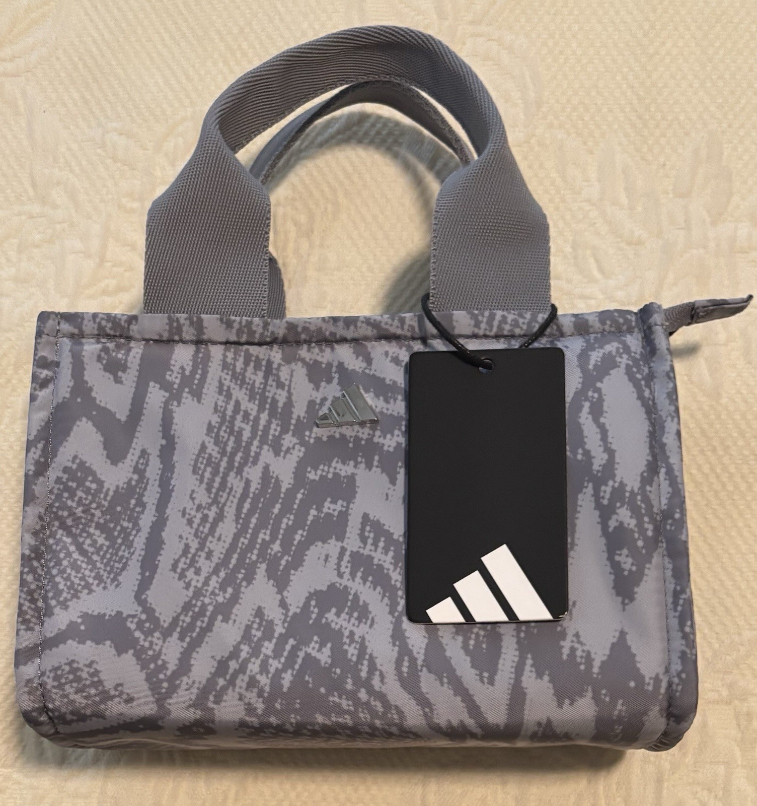 Adidas Perf Micro Mini Tote Reptile Halo Silver-Gray Handles & Cross Body Strap