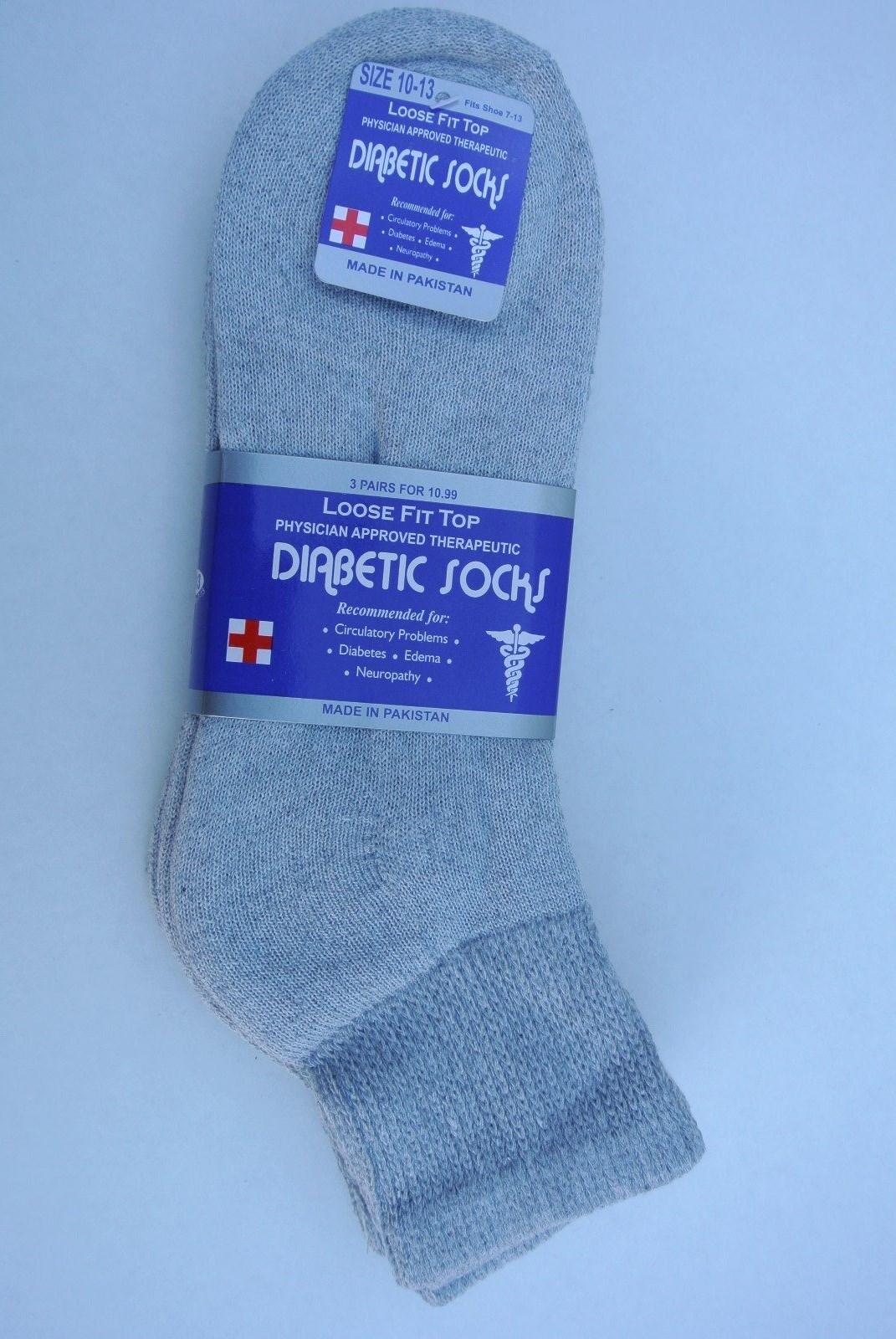Diabetic GRAY ANKLE circulatory Socks Health Men’s & Women’s Cotton ALL SIZE