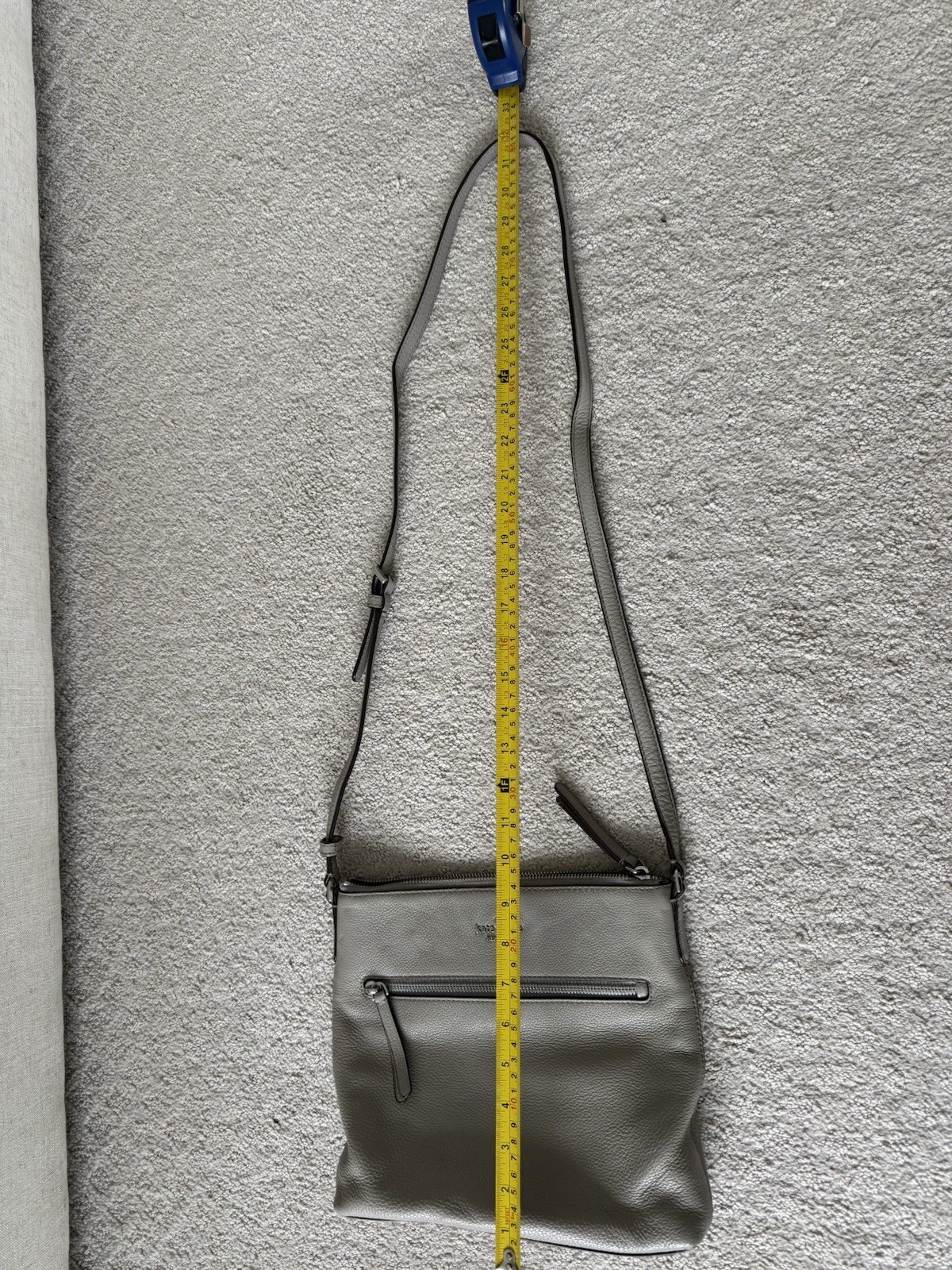 kate spade new york Gray Zip Top Crossbody Bag, Front Zip Pocket