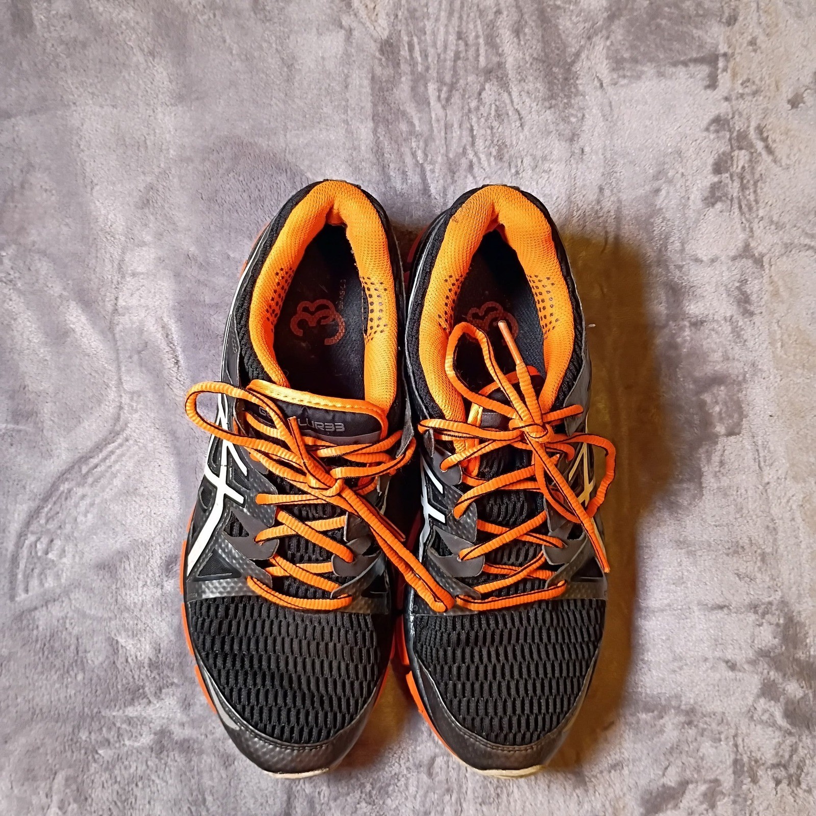 ASICS Gel-Blur33 Mens Running Shoes T2H3N Black Orange White Size 9 Sneakers Y2K
