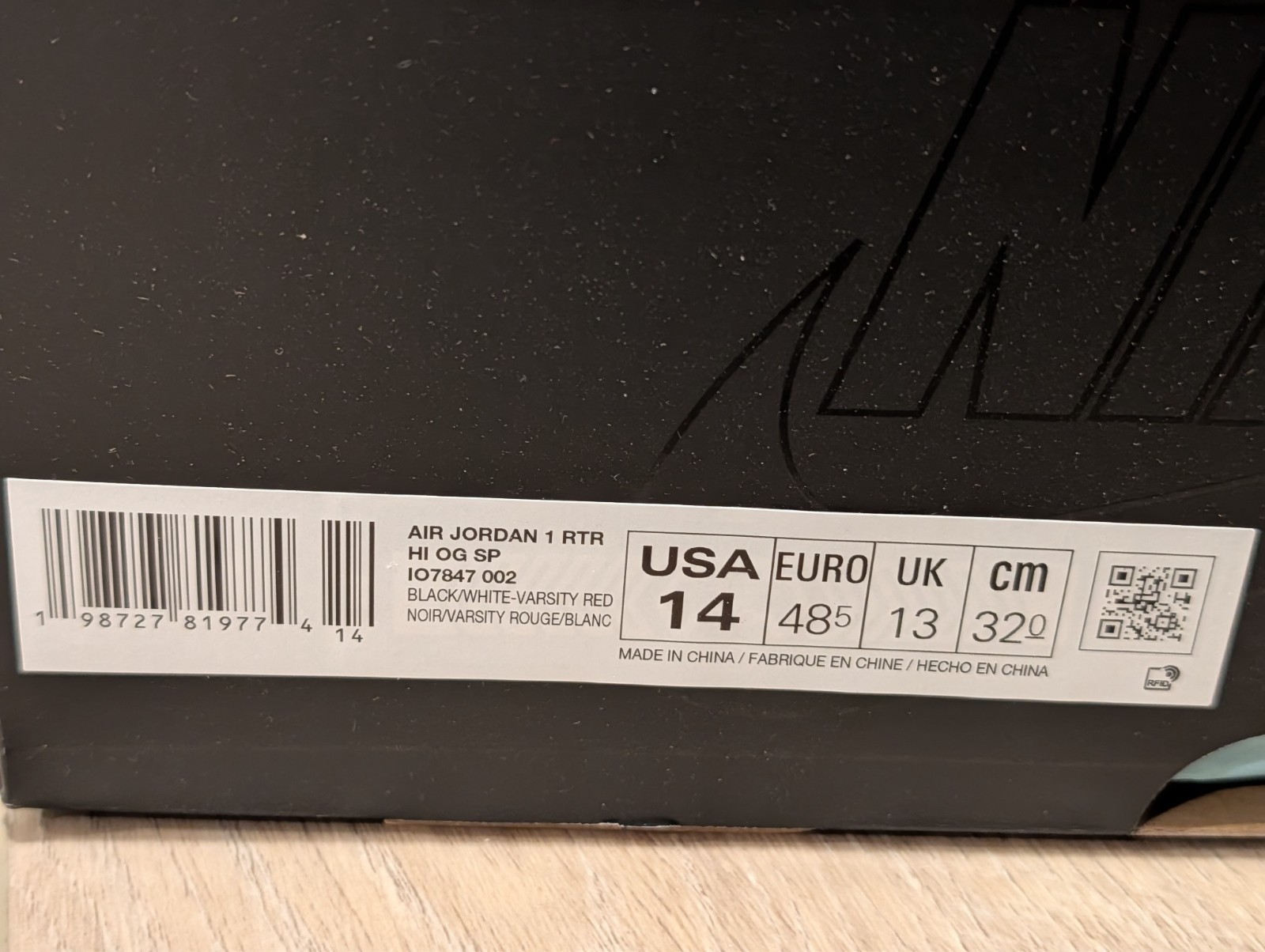 Jordan 1 Retro High OG Fragment x Union LA – Men’s Size 14 – IO7847-002