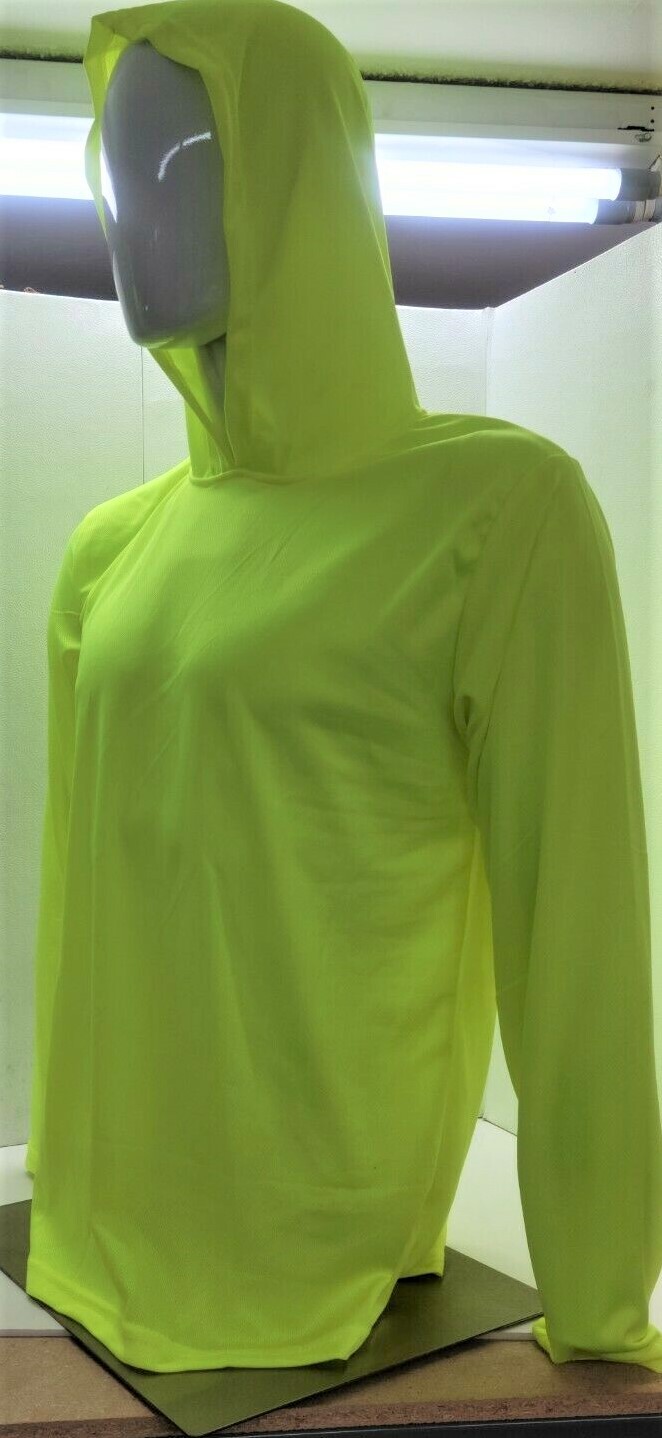 Hi Vis Long Sleeve Safety Shirt With Hoodie, Polyester Birdeye Mesh Fabric