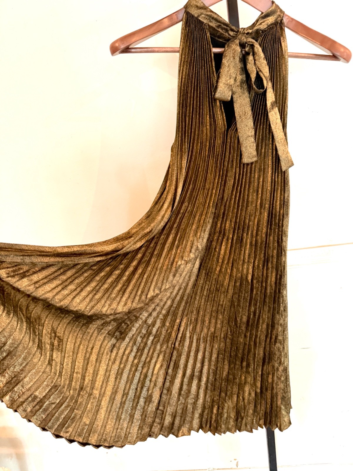 NWT Banana Republic | Size 0 | Halter Dress Gold and Brown Metallic