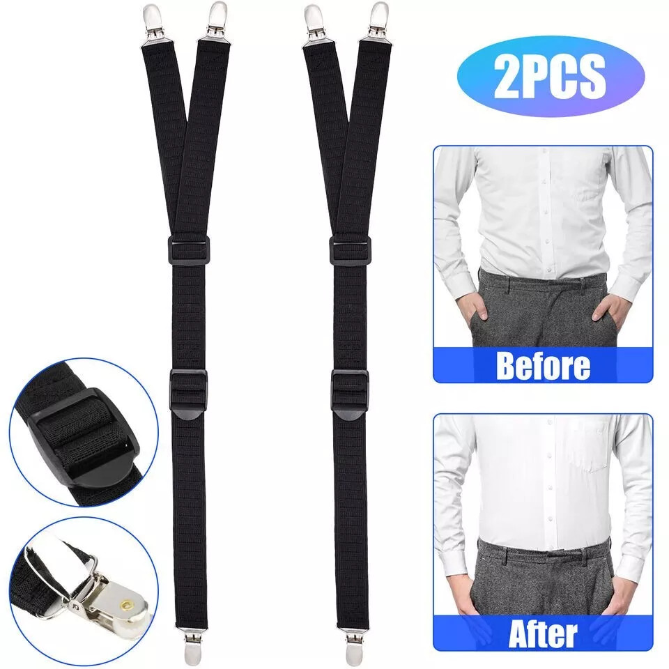 2Pcs Y-Shape Shirt Stays Rugged Design Adjustable Comfortable Garters Non-Slip