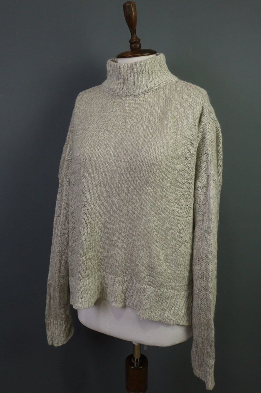 Ann Demeulemeester Ivory Turtle Neck Wool Knit Sweater Size L