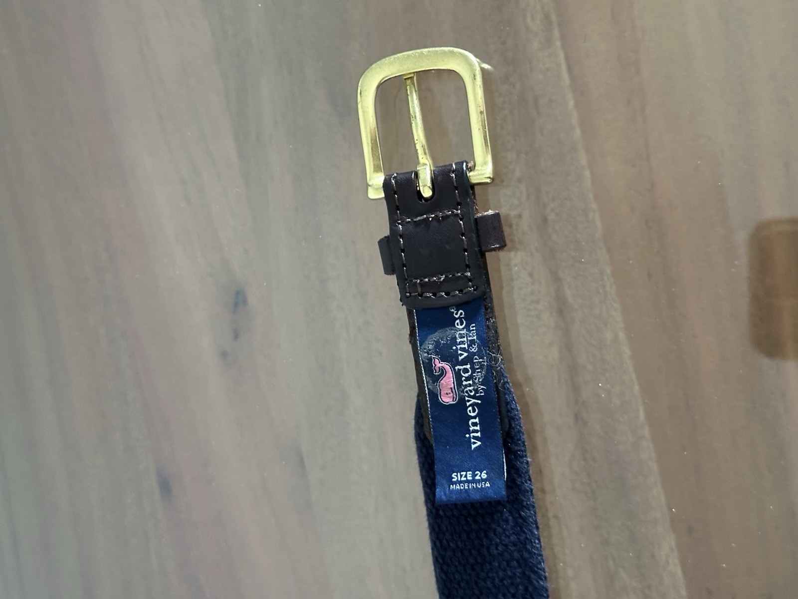 Vineyard Vines Lacrosse Club Belt Size 26 Made USA Canvas Leather Brass