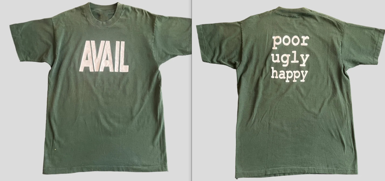 2 Sided Avail Band Poor Ugly Happy Vintage Green T-Shirt GE868