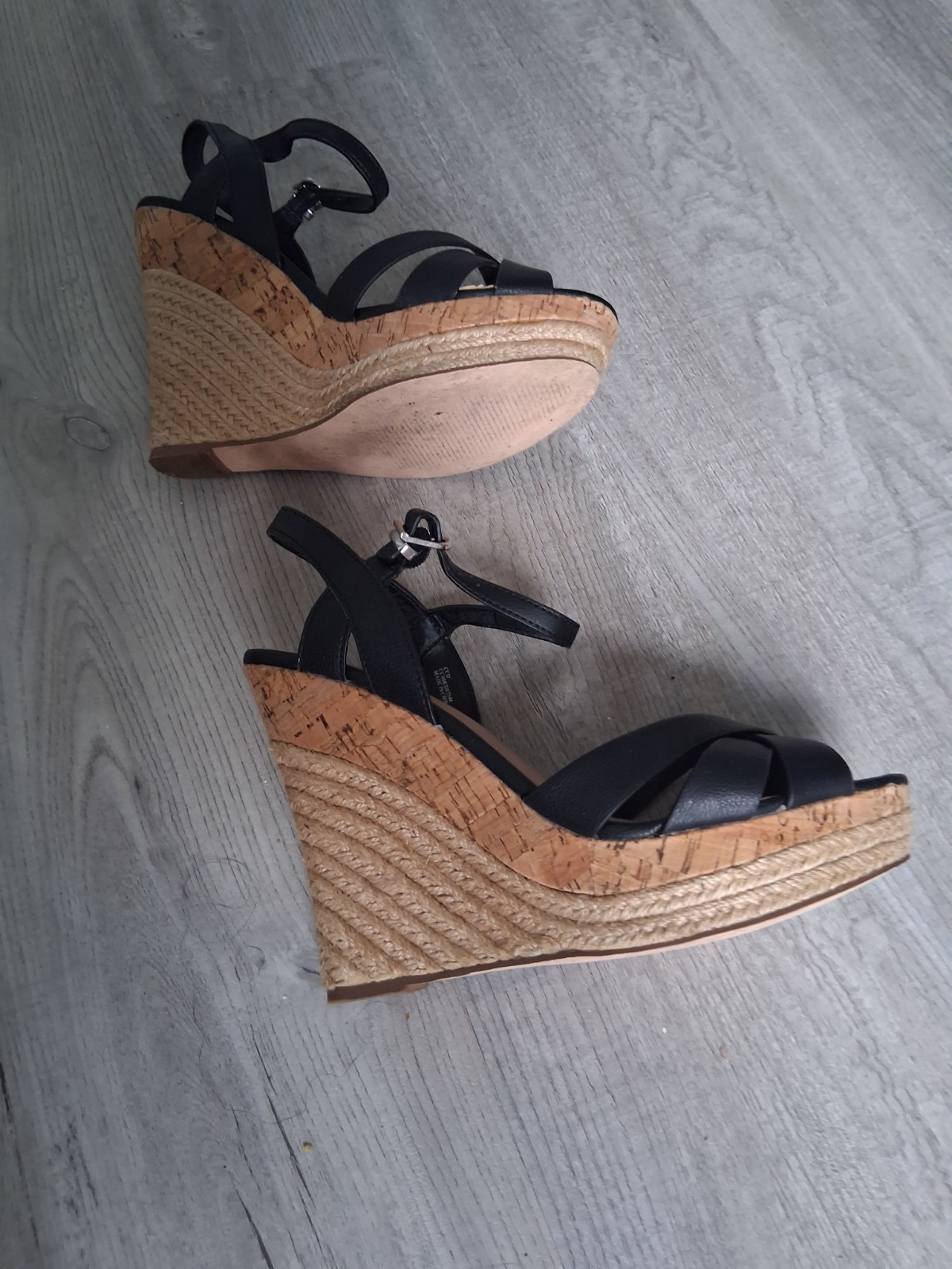 Charles by Charles David Black Criss Cross Wedge Sandals Size 8M