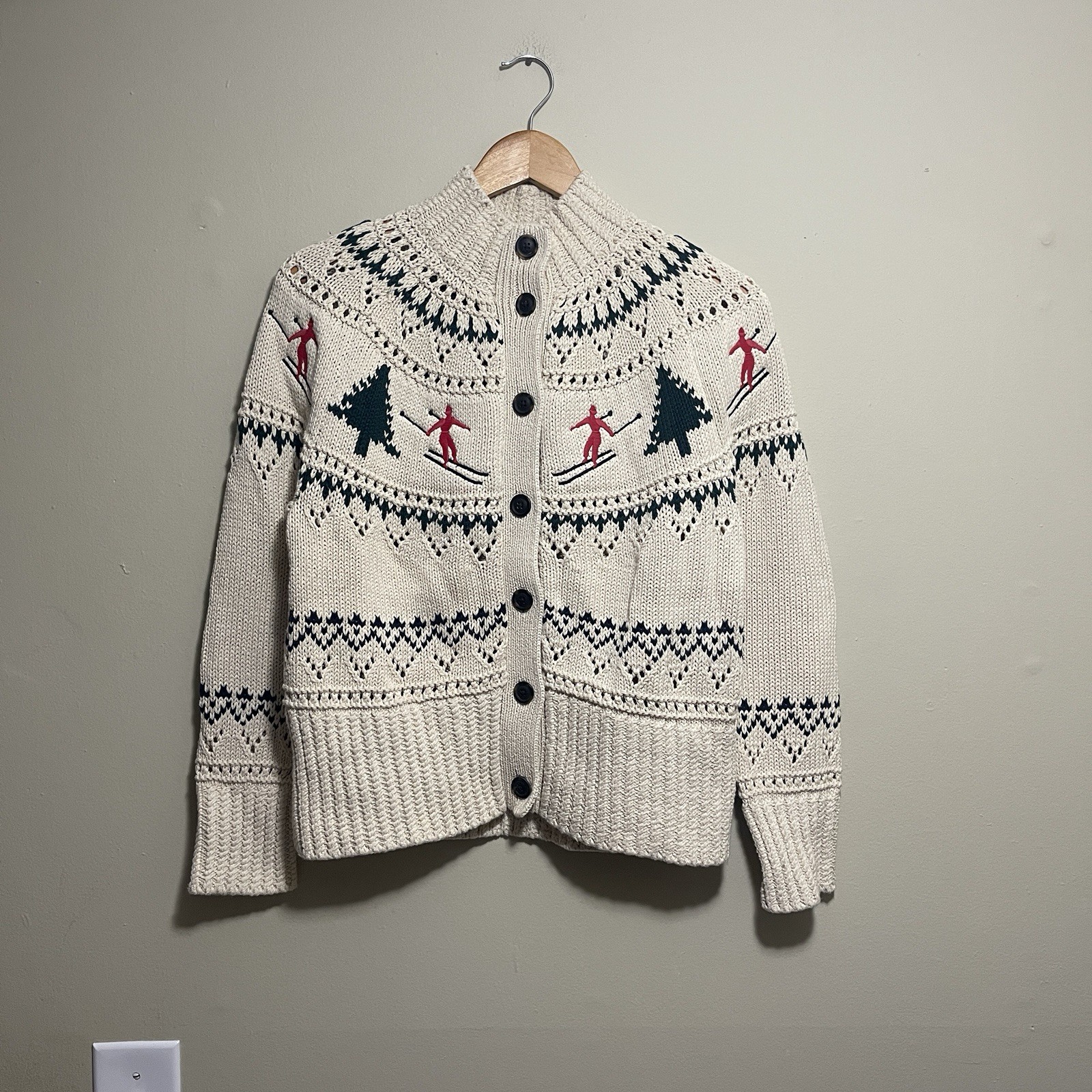 NWT LL Bean Signature Nordic Fair Isle Christmas Ski Cardigan Sweater Women’s S