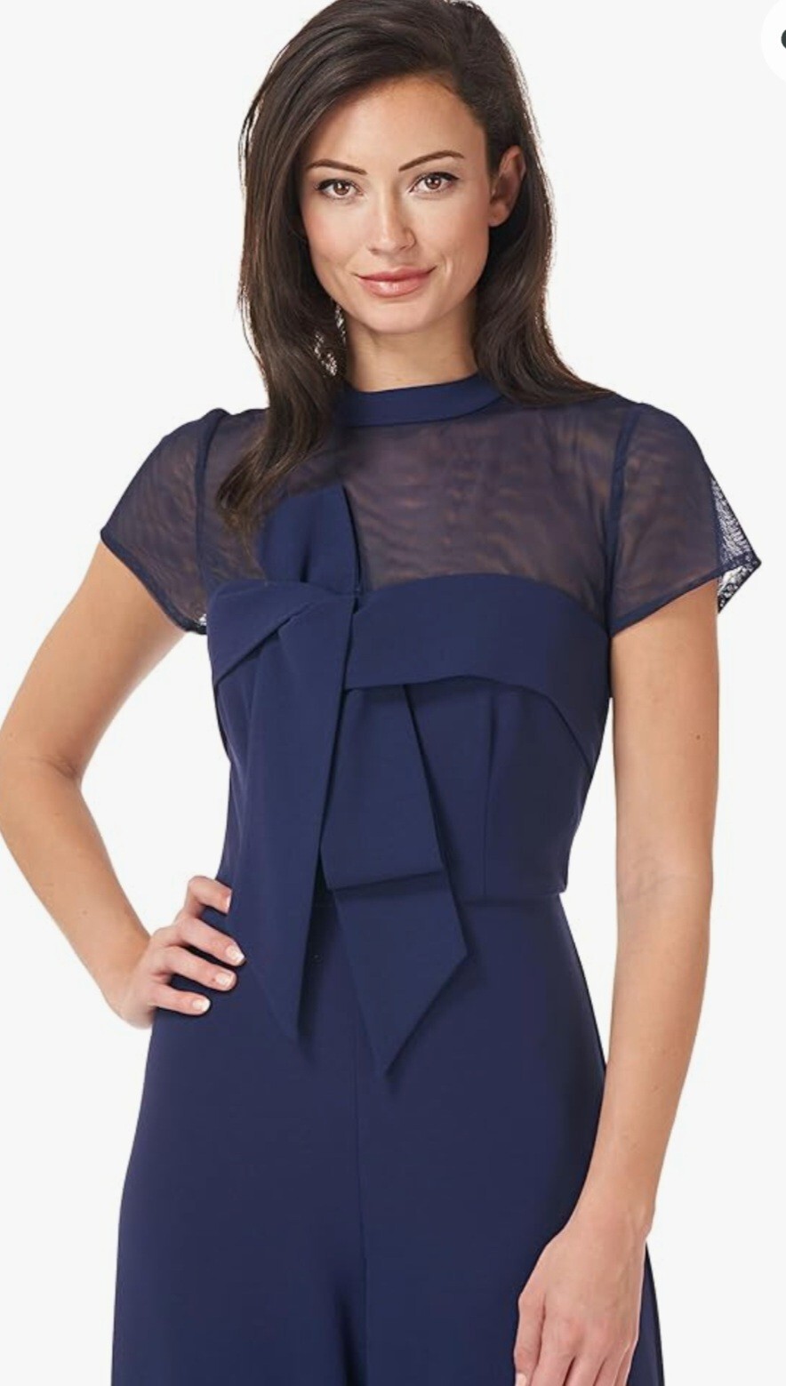 J S Collection FORMAL Short Sleeve Jump Suit Navy In Color Size 4 New /tags