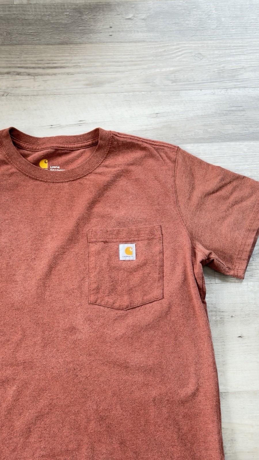 Carhartt K87 Men’s Brown Pocket Logo Crew Neck Cotton Knit T-Shirt Size L