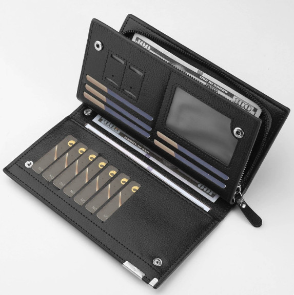 Mens RFID Blocking Long Wallet PU Leather Zipper Multi Card Holder Clutch