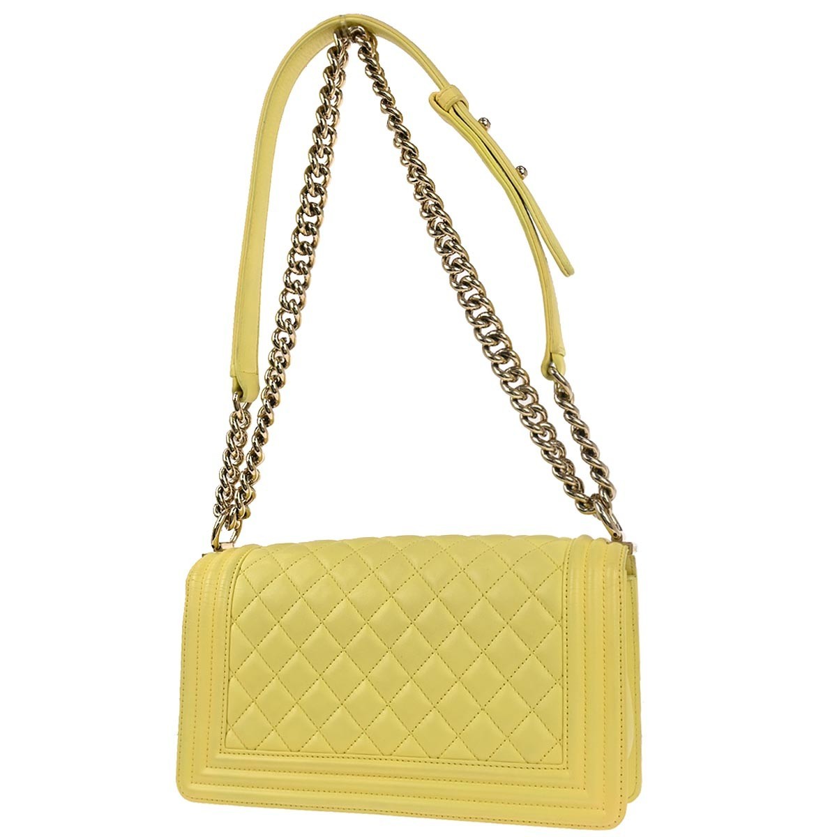 Boy Chanel Yellow Lambskin Medium Chain Shoulder Bag 135576