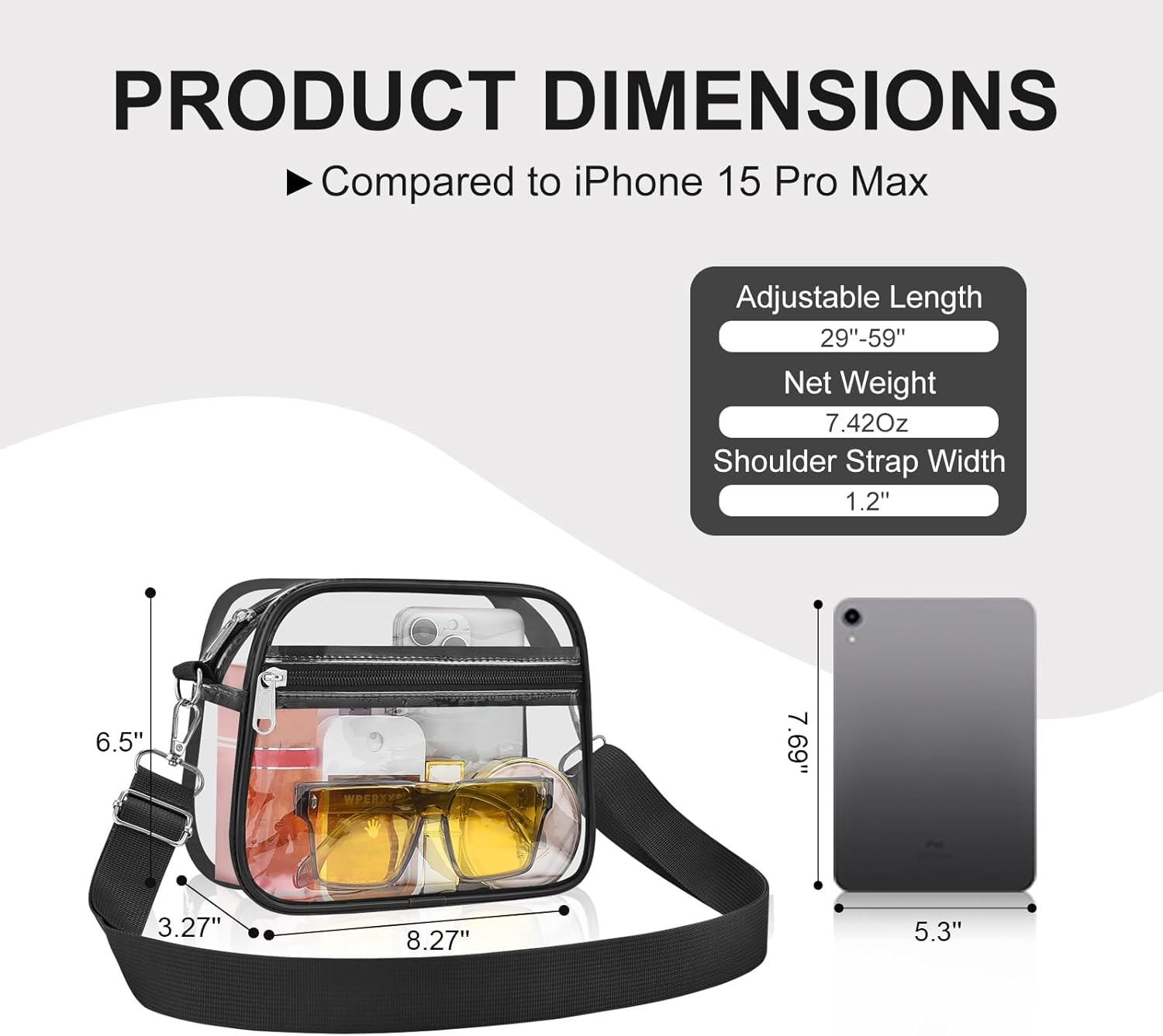 Clear Bag for Stadium Events Clear Sports Fan Handbags Purses with Adjustbale St