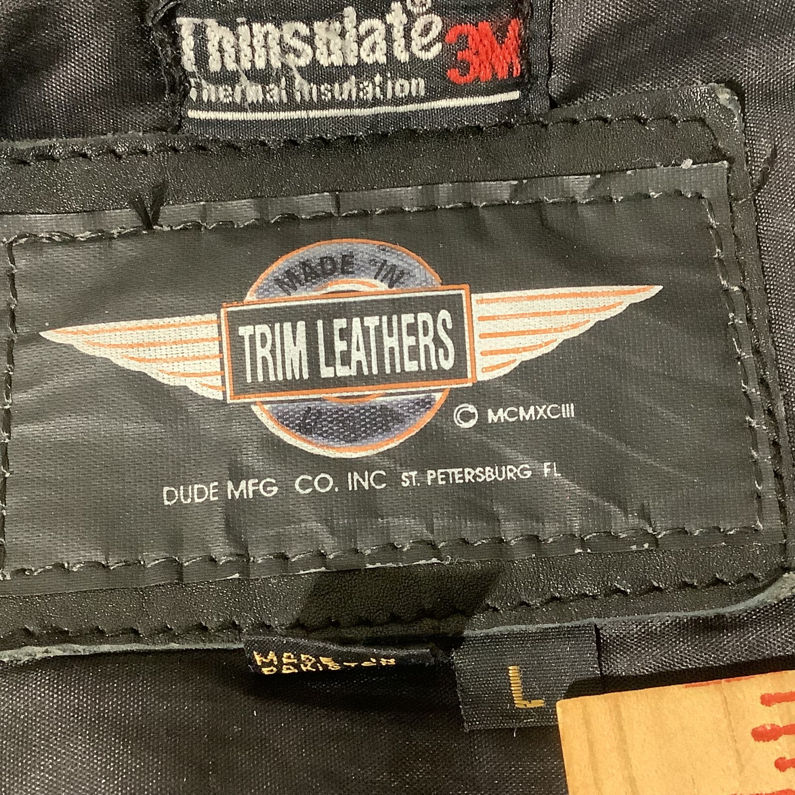 VTG RARE Trim Leather Jacket Braid Thinsulate Heavy Motorcycle Biker Liner 90s L