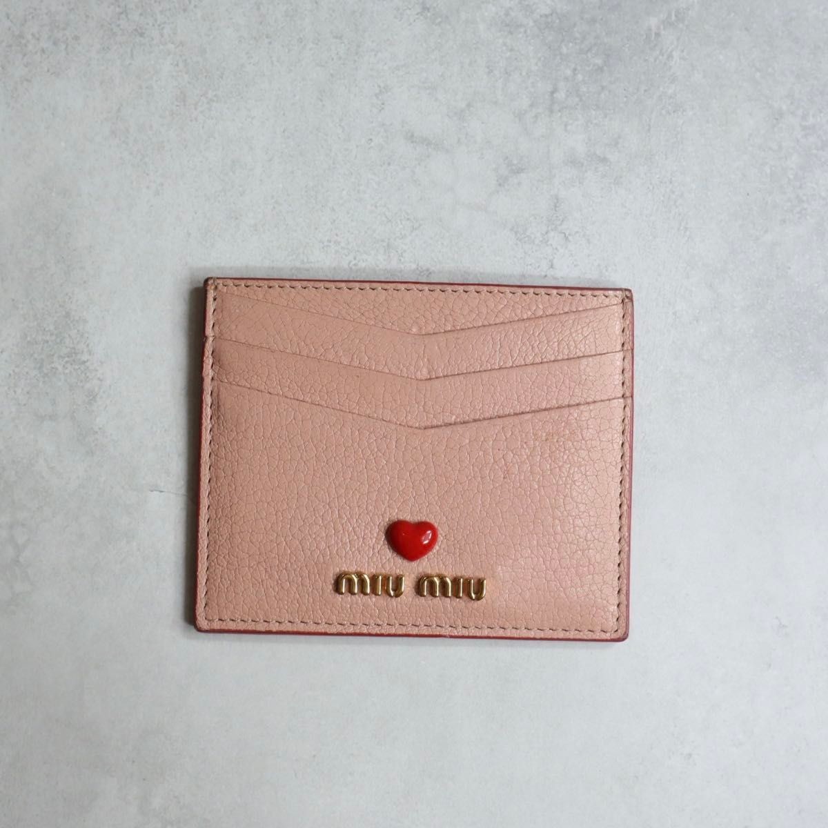 miu miu MADRAS LOVE Card Holder Pink Leather 5MC002