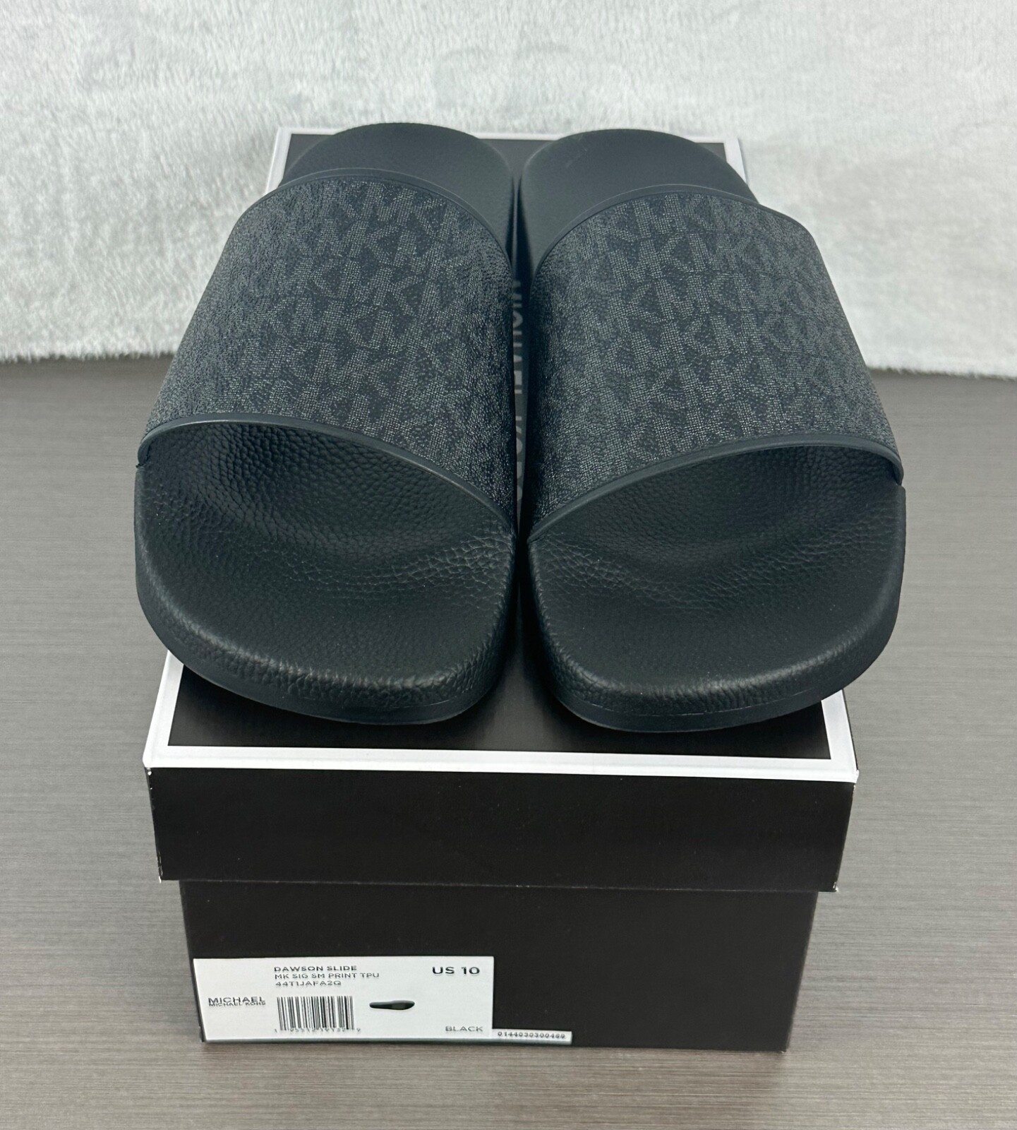 Michael Kors Men’s Black Dawson Signature Logo Slide Sandals Size 10 NWB