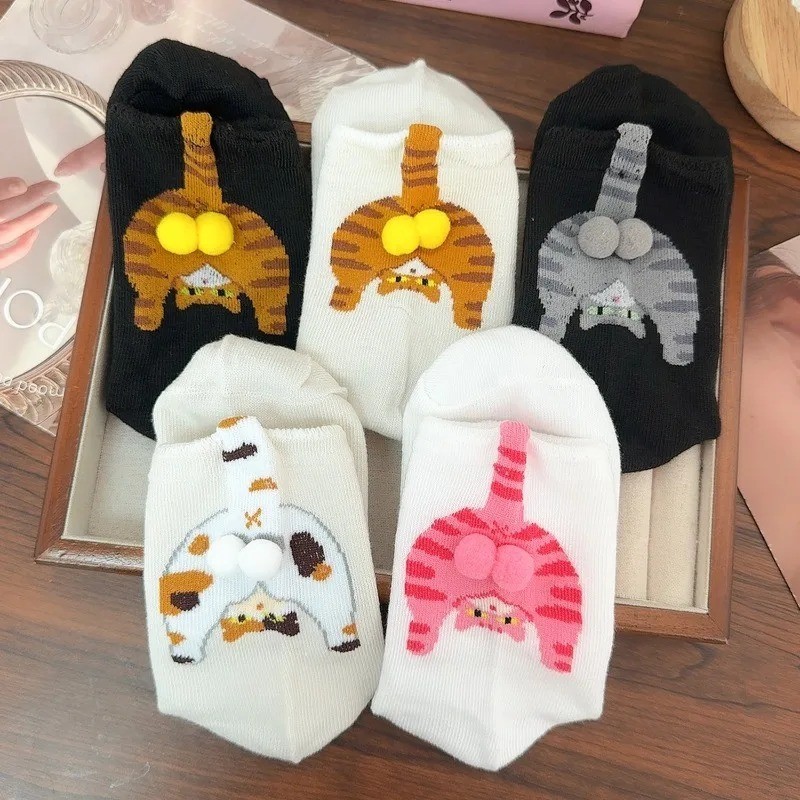 Cartoon Cat Butt Socks Funny 3D Animal Cotton Mid Tube Socks Cute Gift Idea