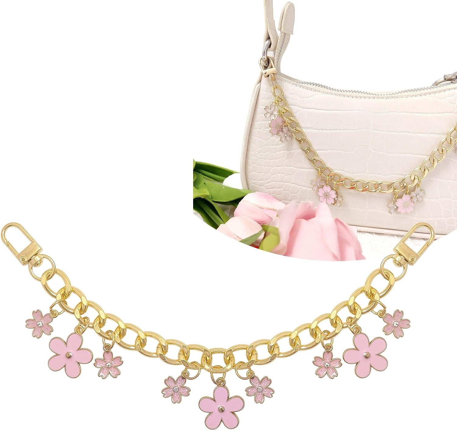 Purse Extender Chain Pearl Cherry Purse Chian Strap Replacement Short Chain Stra