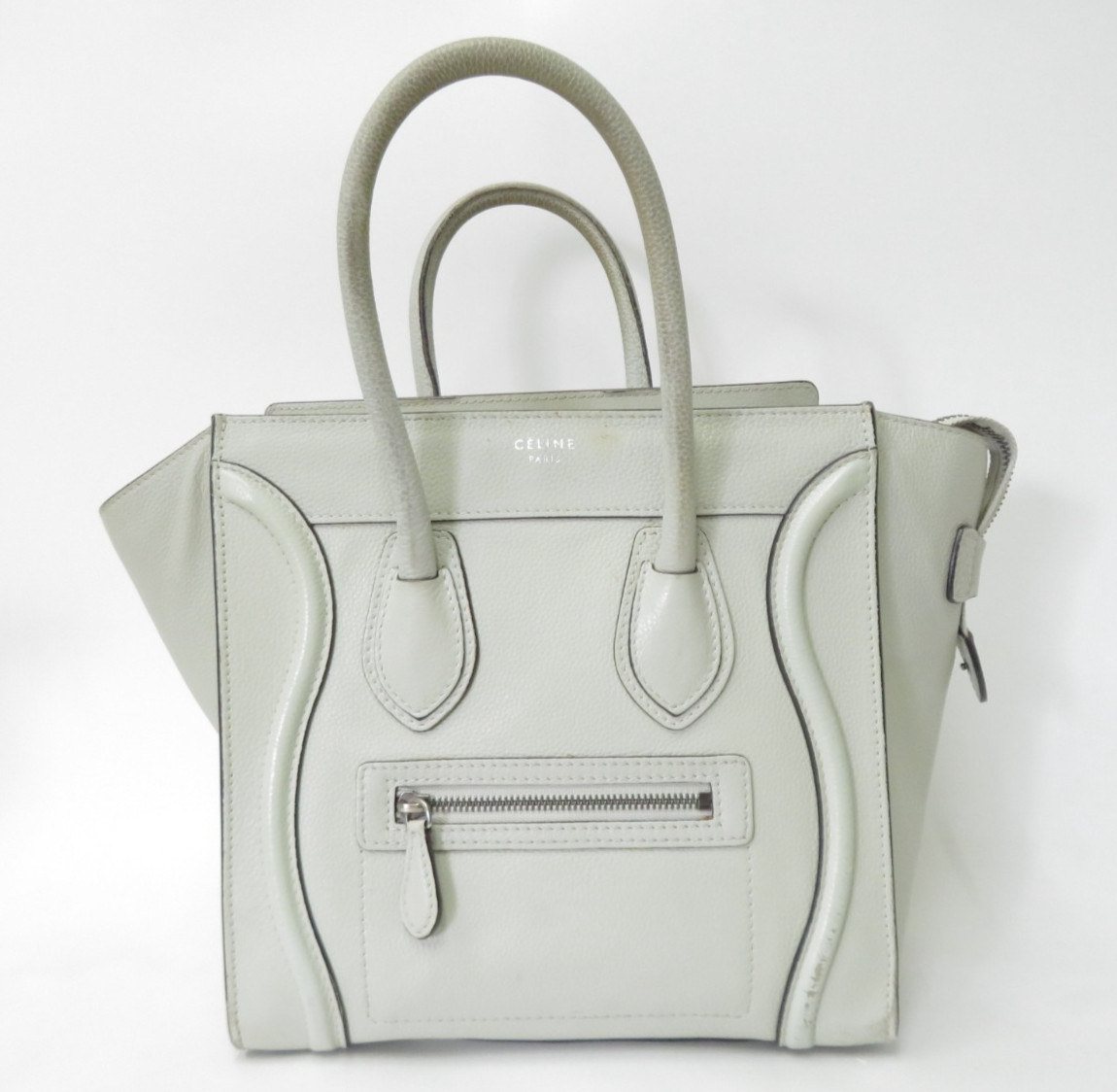 Authentic CELINE Luggage Micro Shopper Suede Leather Hand Bag I#52910