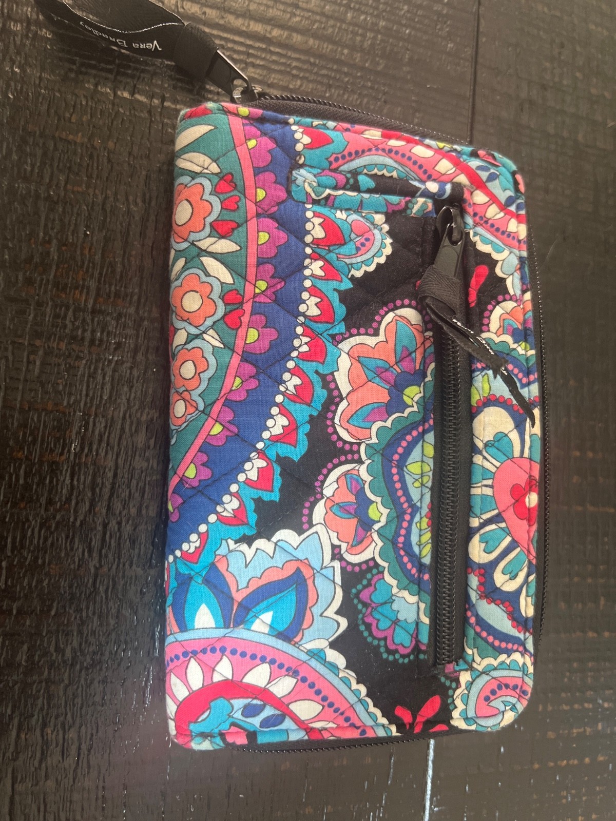 VERA BRADLEY Clutch Wristlet Wallet Bag Push Lock Flap Pocket Julep Tulip Euc