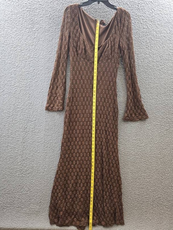 Bardot Evannia Bell-Long Sleeve Lace Dress Women’s 12 Chocolate Square Neck