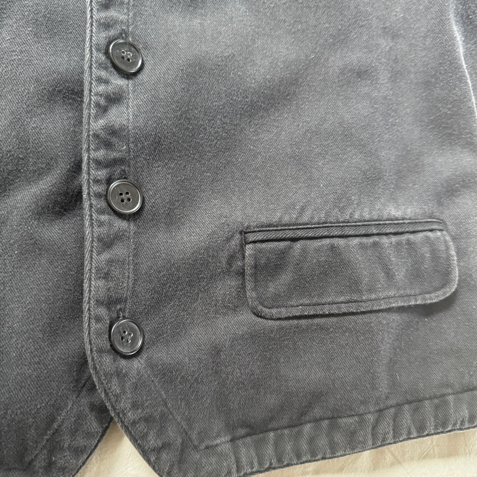 Vtg 90s Re Union Canvas Vest Mens Large Black Cotton Rayon Blend Hong Kong L