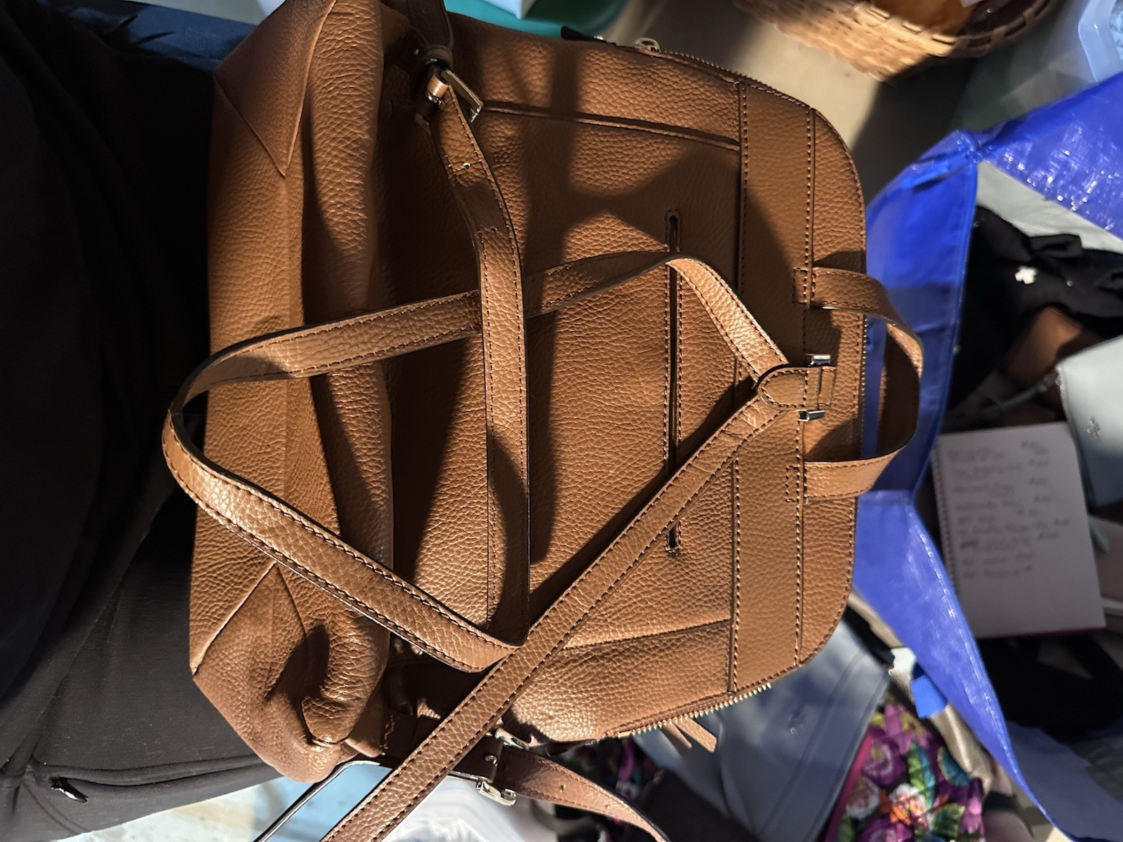 Michael Kors Brown Pebbled Backpack Zip Adjustable Strap Gold Hardware