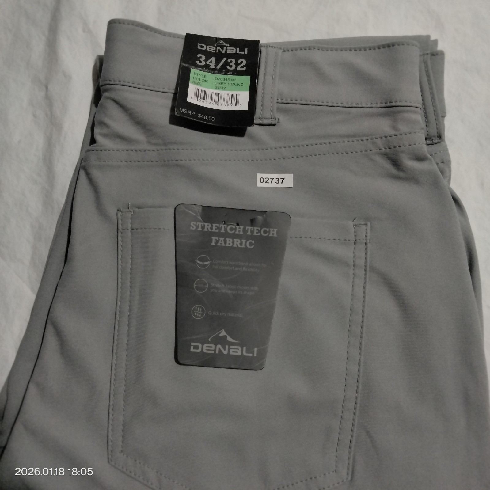 DENALI Gray Tech Fabric Stretch Pants Quick Dry Men’s Size 34×32 (34×31)