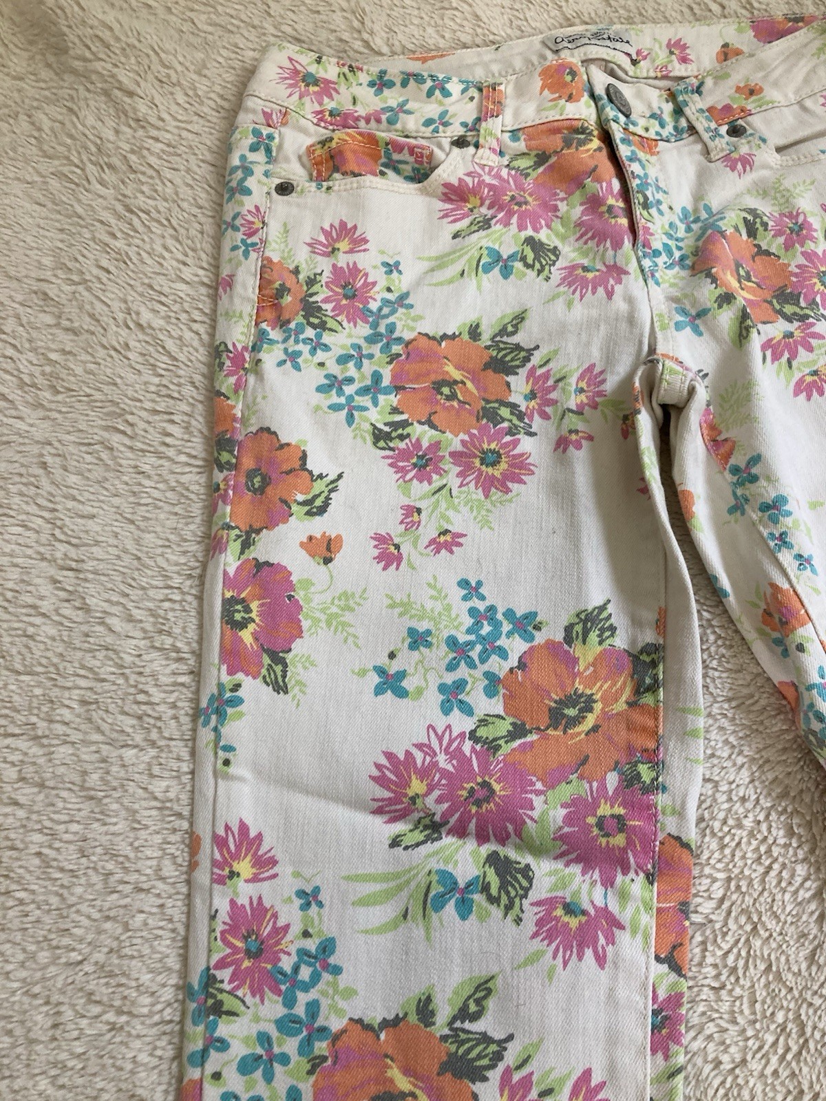 Aéropostale Y2K Floral Skinny Denim Ashley Jeans White Women’s 5-Pocket Reg