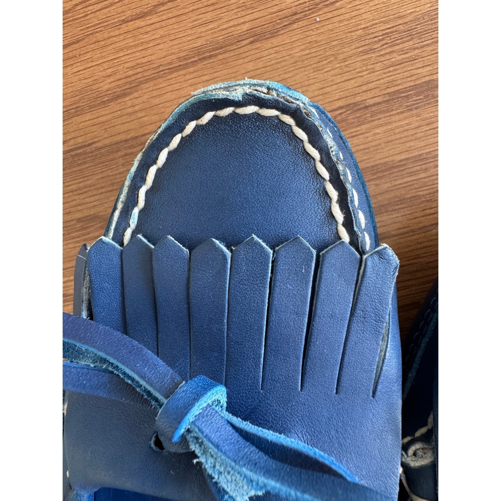 Ralph Lauren Rare Vintage Bench Made in Maine Blue Kiltie Moccasins W 8