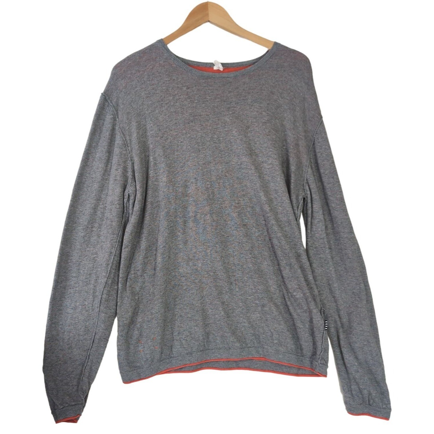 Five Four Reversible Sweater Mens XL Grey Orange Pullover Crew Neck Cotton