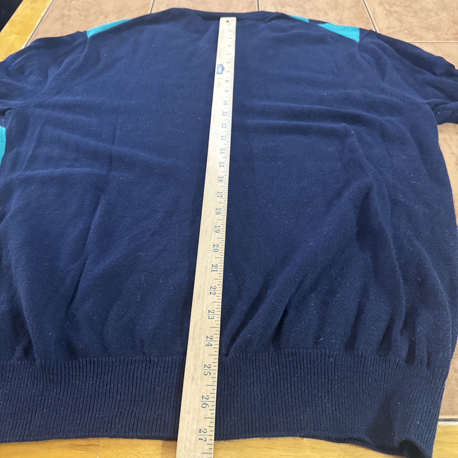 Lacoste Sweater Men’s 6 XL Blue Argyle Knitted 100% Cotton V-Neck Golf Pullover