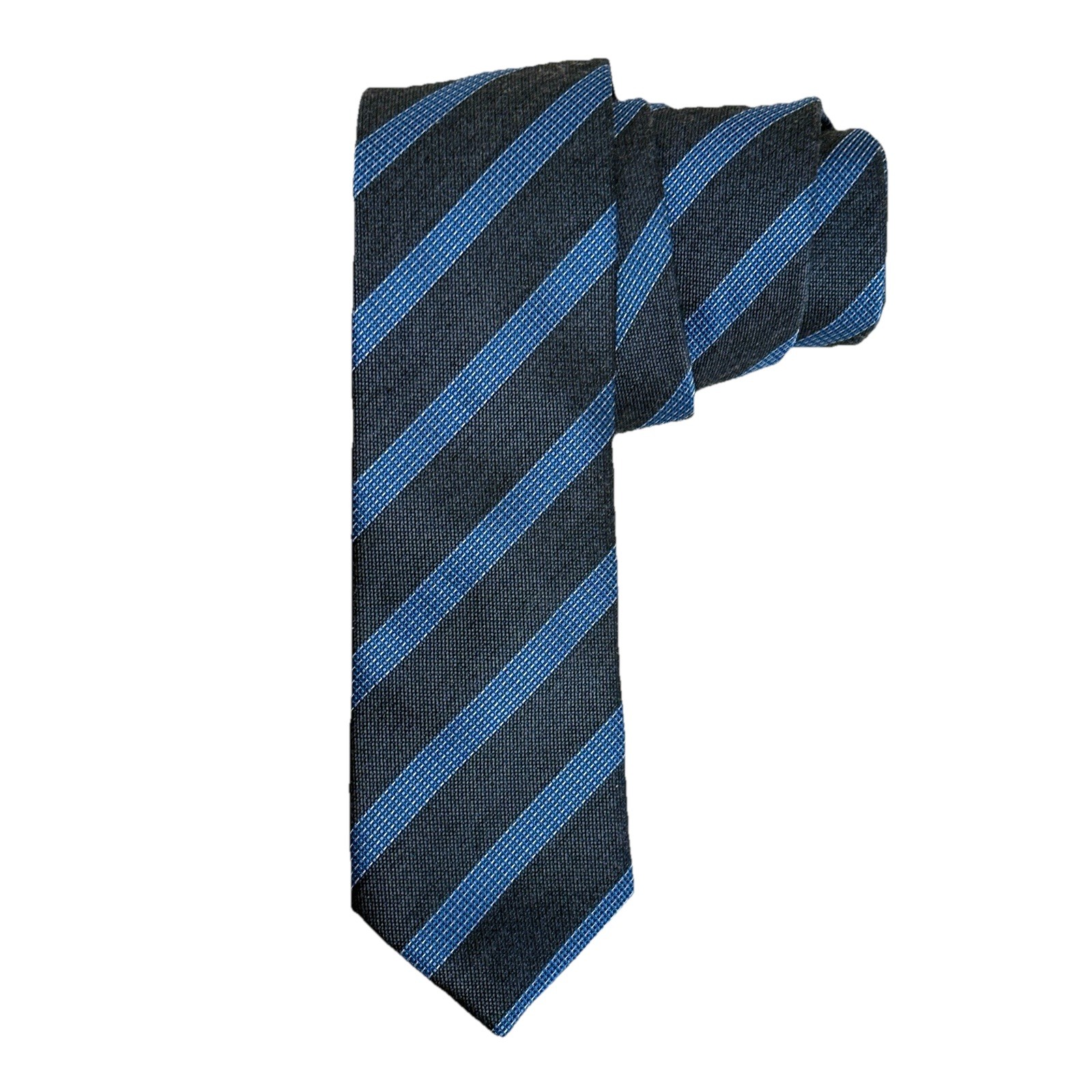 Alfani Mens Slim Necktie Blue Stripe Mini Check Modern Width Tie 2.25 in x 59 in