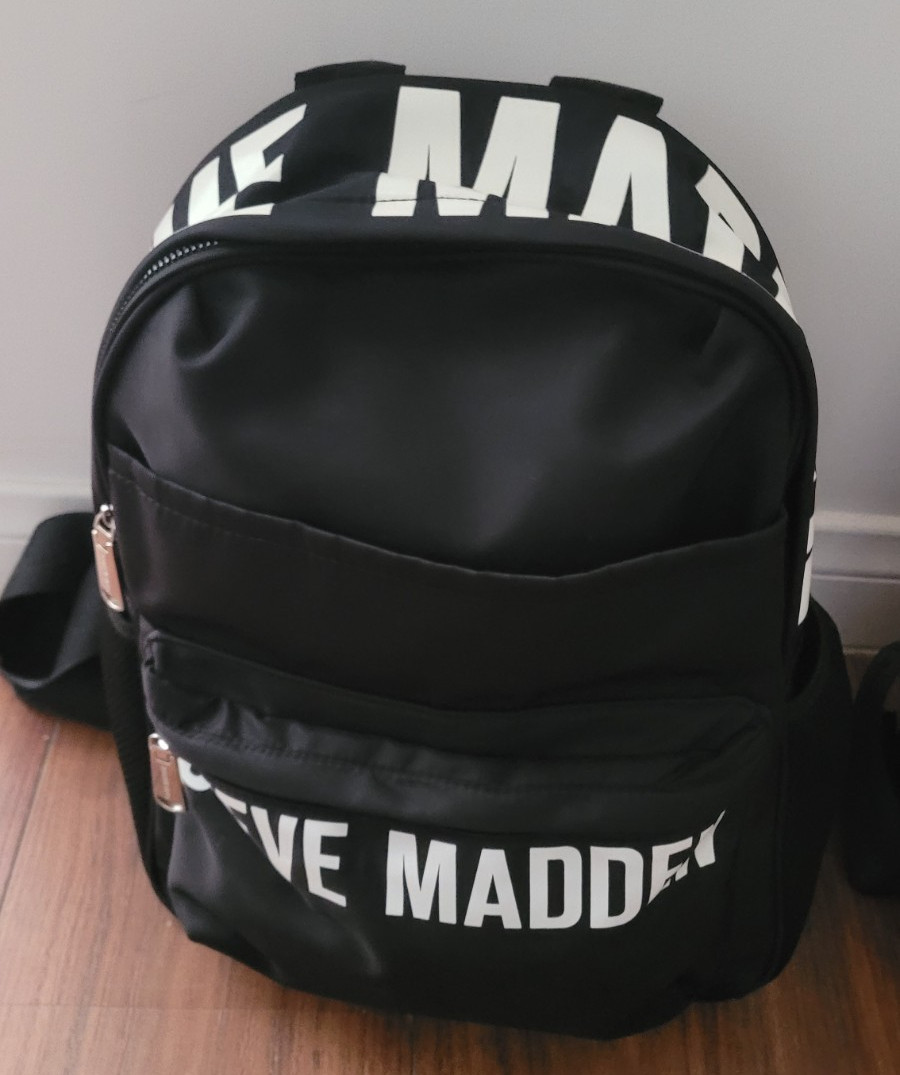 Steve Madden Nylon Logo Backpack, Pink and Black Set, Steve Madden Backpack Set