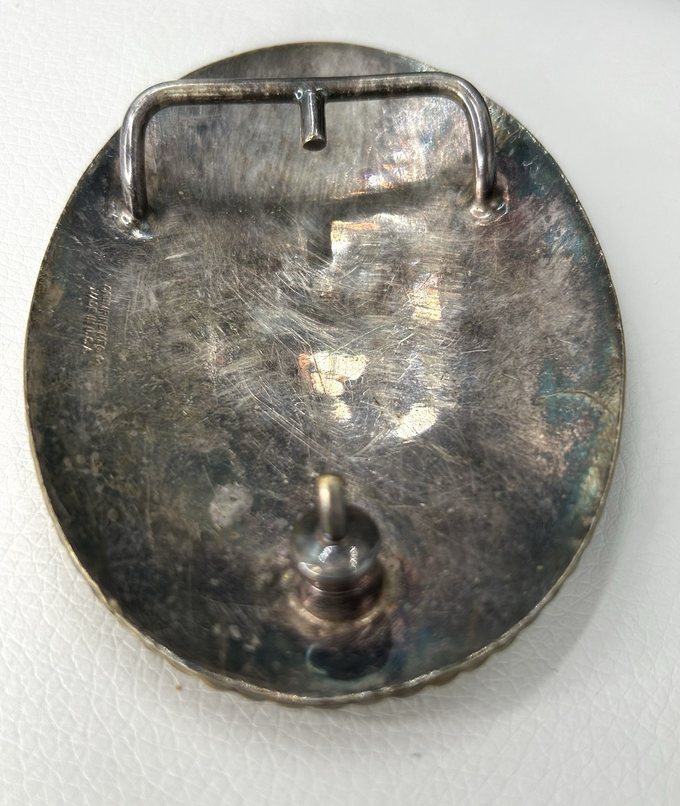 CRUMRINE “T” Initial Letter Monogram Vintage Silver Western Belt Buckle